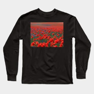 Field of Beautiful Red Poppies Long Sleeve T-Shirt